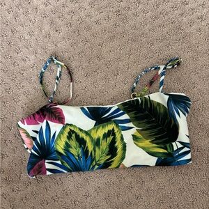White and green floral bikini top near perfect condition only
